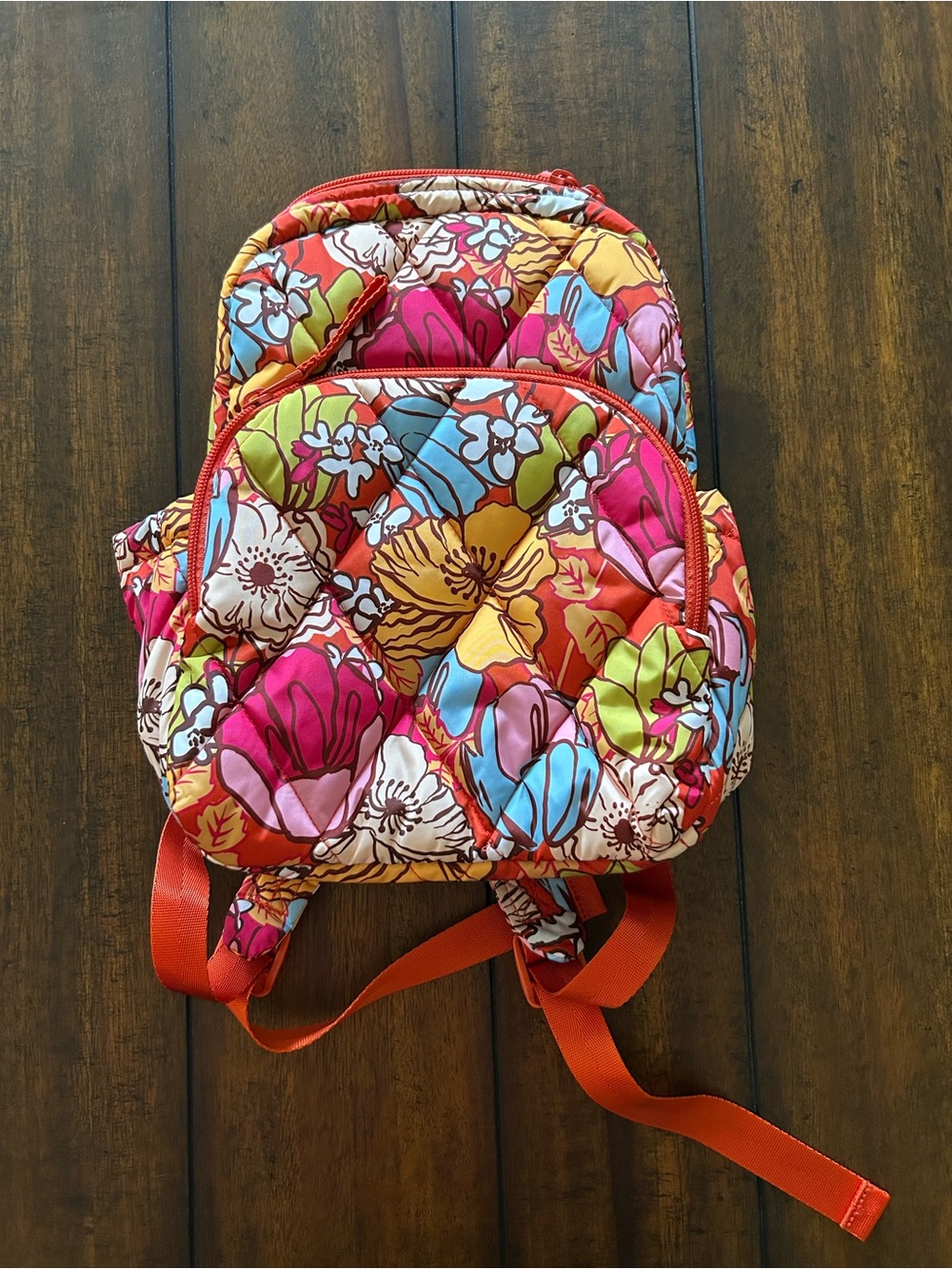 Vera Bradley Quilted Floral Backpack in Red, Pink, Yellow, Blue, Green